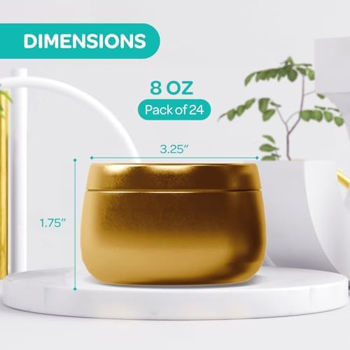 Hearts Crafts 24-Pack Gold Candle Jars with Lids
