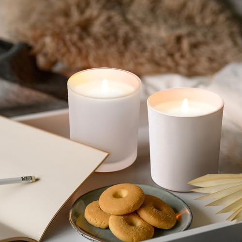 Thick Frosted White Candle Jars 20 Pcs With Wood Lids