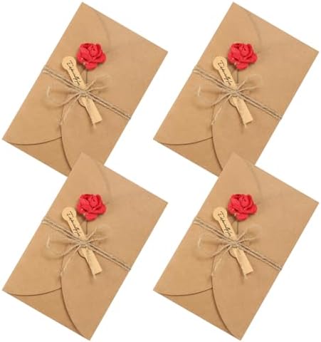 PATIKIL Dried Flowers Greeting Cards 4 Pack