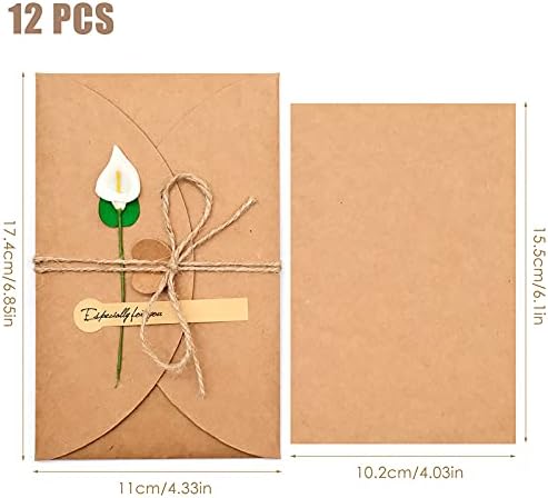 12 Pack Dried Flowers Greeting Cards with Envelopes