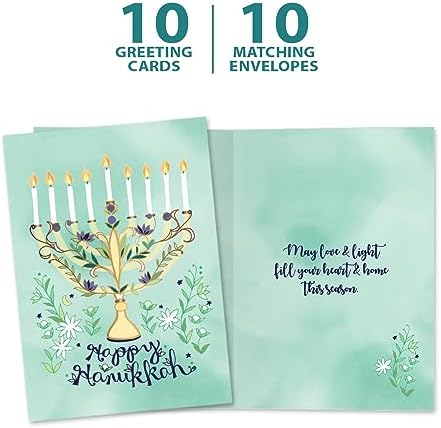 Tree-Free Greetings Hanukkah Card Set - 10 Cards with Envelopes