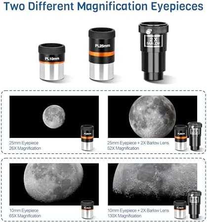 AOMEKIE 650mm Refractor Telescope with EQ Mount and Accessories