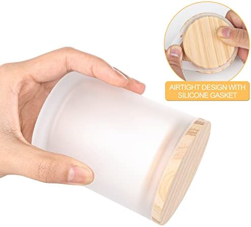 Frosted White Thick Candle Jars with Wood Lids 12 Pcs
