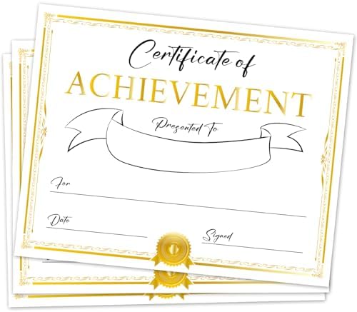 Certificate of Achievement 25 Award Certificates 8x10 Inch for Kids Students Teachers