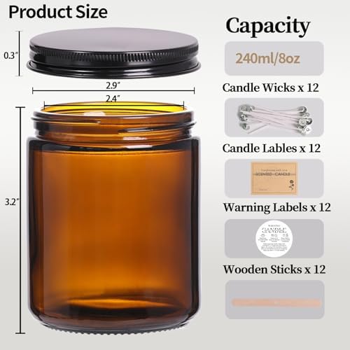 HAVITI 12-Piece Candle Jar Kit with Lids and Wicks