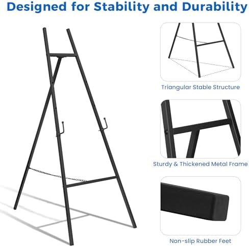 ARTASY 50 Inch Black Easel Stand for Wedding Signs and Art Displays