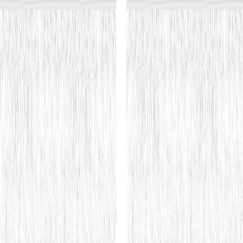 2 Pack Tinsel Backdrop White Party Decor