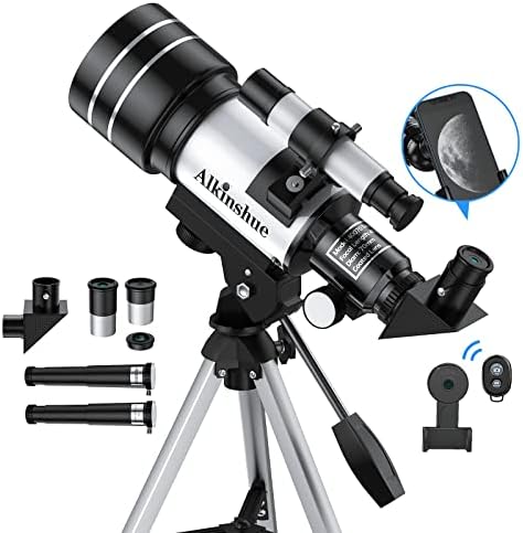 Alkinshue Kids Telescope 70mm 400mm 24-180X AZ Mount with Tripod