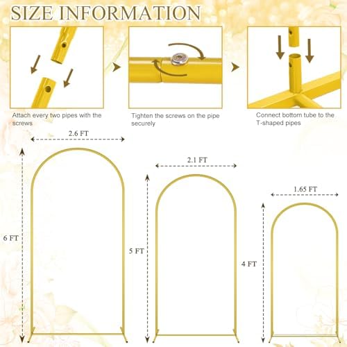FOTSHARER Gold Arch Backdrop Stand Set of 3
