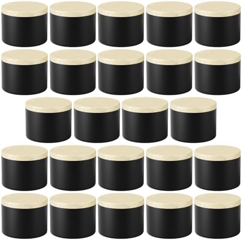 Arxinor 4 oz Candle Jars 24 pcs with Lid Black-Woodgrain