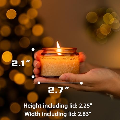 18-Pack Embossed Glass Candle Jars with Bamboo Lids and Labels Mandala Design