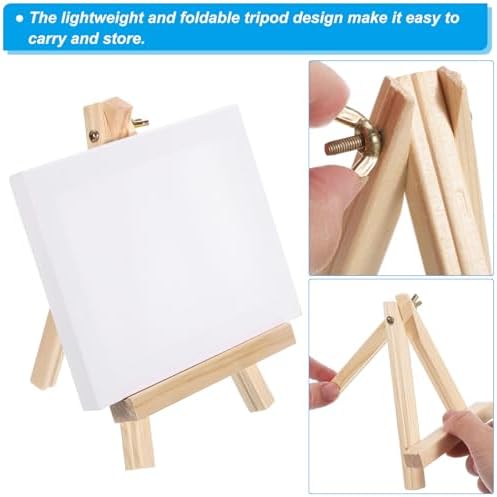 PATIKIL Mini Canvas Easel Set for Art Drawing Painting