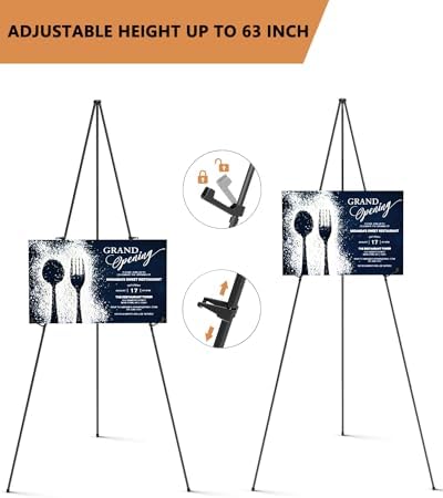 INCLY 2 Pack Black Folding Easels 63 Inch Display Stand