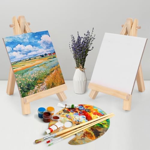 3 Inch Mini Canvas 5 Inch Mini Easel Set 6 Pieces