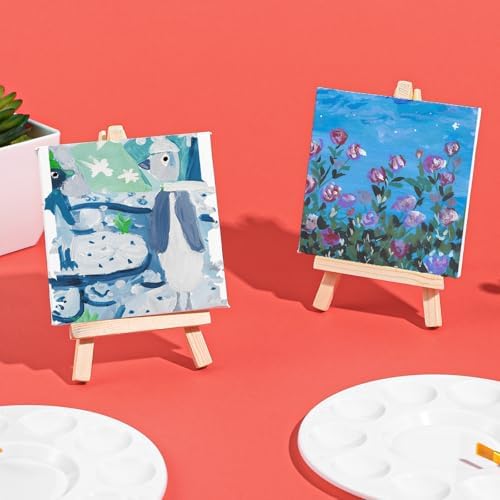 Mini Canvas with Easel Set 16 Pack 4x4 Inch Art Supplies
