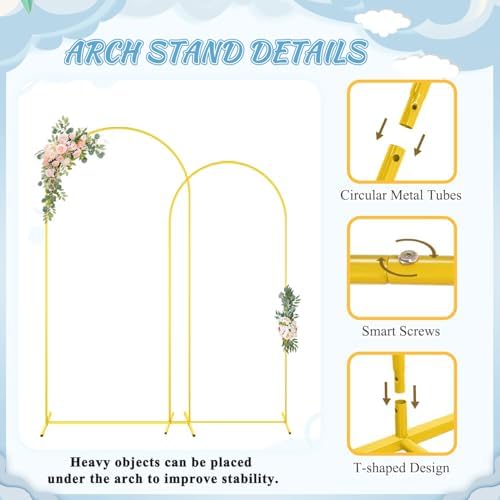 FOTSHARER Metal Arch Stand and Cover Set 72ft 6ft Pink Wedding Backdrop