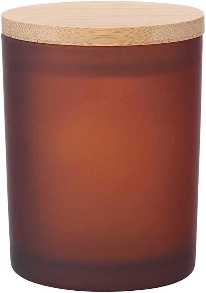Teensery Matte Glass Jar with Bamboo Lid for Candle Making