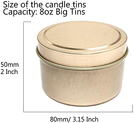 Unixing 8oz Metal Candle Tins - 12 Pack DIY Set
