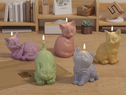 5 Cute Cat Silicone Molds for Candle Soap DIY