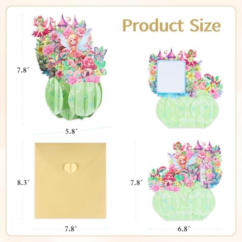 FaCraft Fairy Birthday Card Handmade Pop Up Gift with Envelope