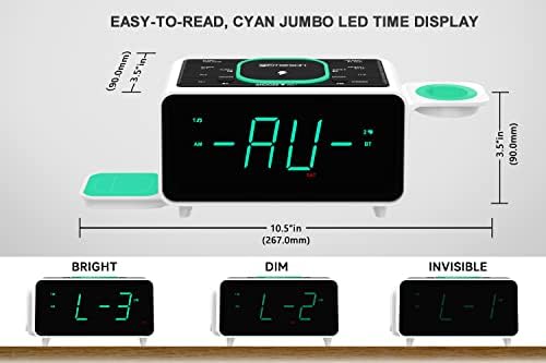 Emerson Smartset Dual Alarm Clock with Wireless Charging and Bluetooth Speaker