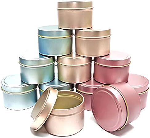 Unixing 8oz Metal Candle Tins - 12 Pack DIY Set