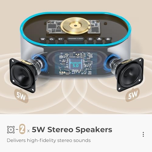 Uscce Alarm Clock with Bluetooth FM Radio and 10W Speaker