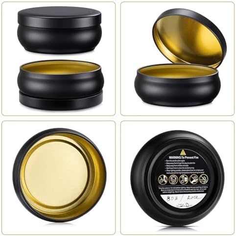 Opeshar 12 Piece 8oz Matte Black Candle Tin Set