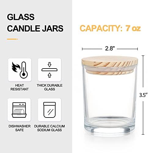 Showin Thick Candle Jars 16 Pcs 7 Oz Clear Glass with Wood Lids