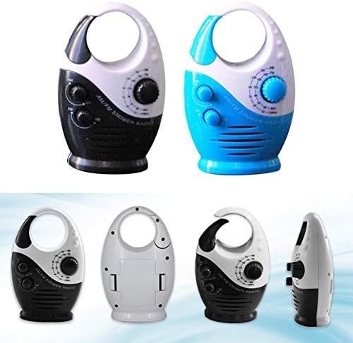 Waterproof Shower Radio with AM FM and Top Handle Blue White