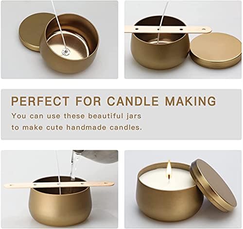 8oz Candle Tins 24 Pieces with Lids Black and Gold