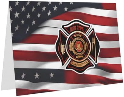 Pink Red Stripe Firefighter USA Flag Greeting Card 4x6