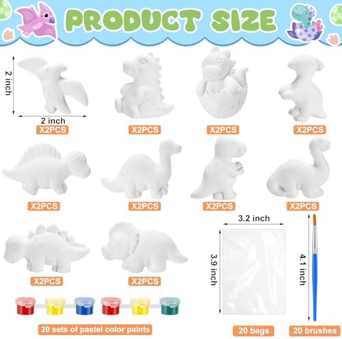 Simgoing 20 Piece Dinosaur DIY Painting Kit