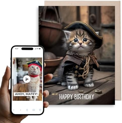 Magic Greetings Funny Cat Pirate Birthday Card