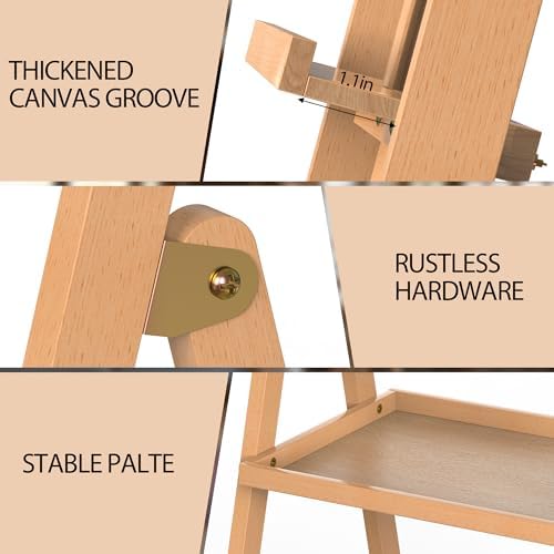 Solid Beech Wood Floor Easel with Storage Plate