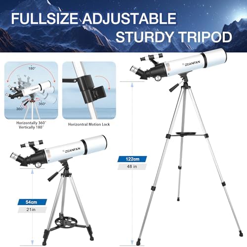 Dianfan 80mm Refractor Telescope - 600mm Focal Length with Tripod and Phone Adapter