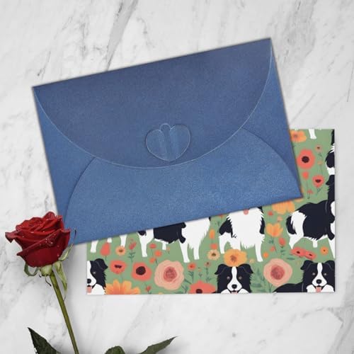 Blue Border Collie Florals Greeting Card 6x4 Inch