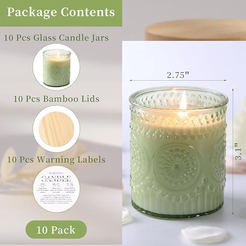 VERLENS 8oz Glass Candle Jars with Lids Set of 10