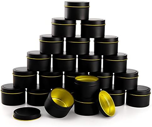ZEAYEA 30 Pack 4oz Candle Tins with Lids Black