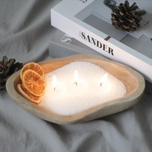 Pearled Candle Sand 18 Oz Wooden Dough Bowl Kit