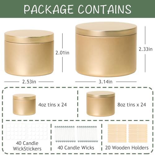 SUPMIND 48 Pack Candle Tins for Candle Making