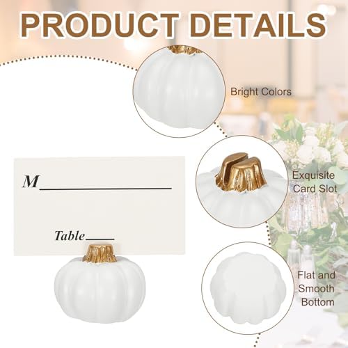 PATIKIL Pumpkin Place Card Holder 10 Set White