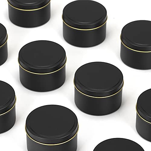 SONVIIBOX 24 Piece Black Candle Tins 4oz