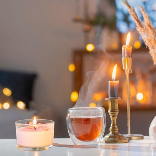 CONNOO 15 Pack 4 Oz Clear Glass Candle Jars with Airtight Bamboo Lids