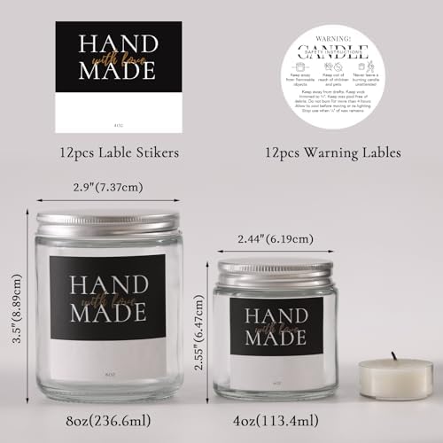LETINE 12 Pack 8 OZ Clear Glass Jars with Silver Lids