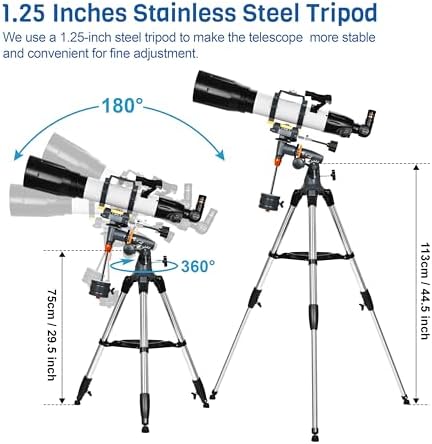 AOMEKIE 650mm Refractor Telescope with EQ Mount and Accessories