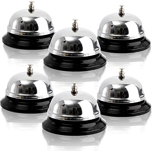 Fasmov 6 Pack 34 Inch Call Bells Chrome Finish Desk Bell