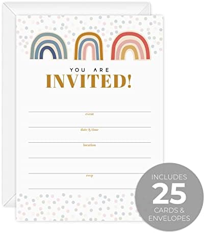 Modern Rainbow Fill In Invites 25 Cards With Envelopes