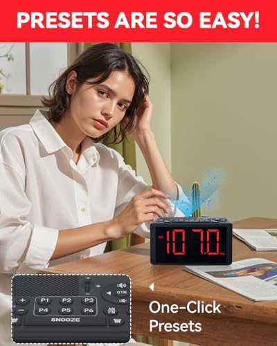 Digital Alarm Clock Radio with AMFM Radio and Dual Alarms
