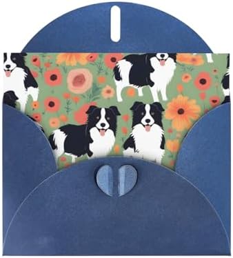 Blue Border Collie Florals Greeting Card 6x4 Inch